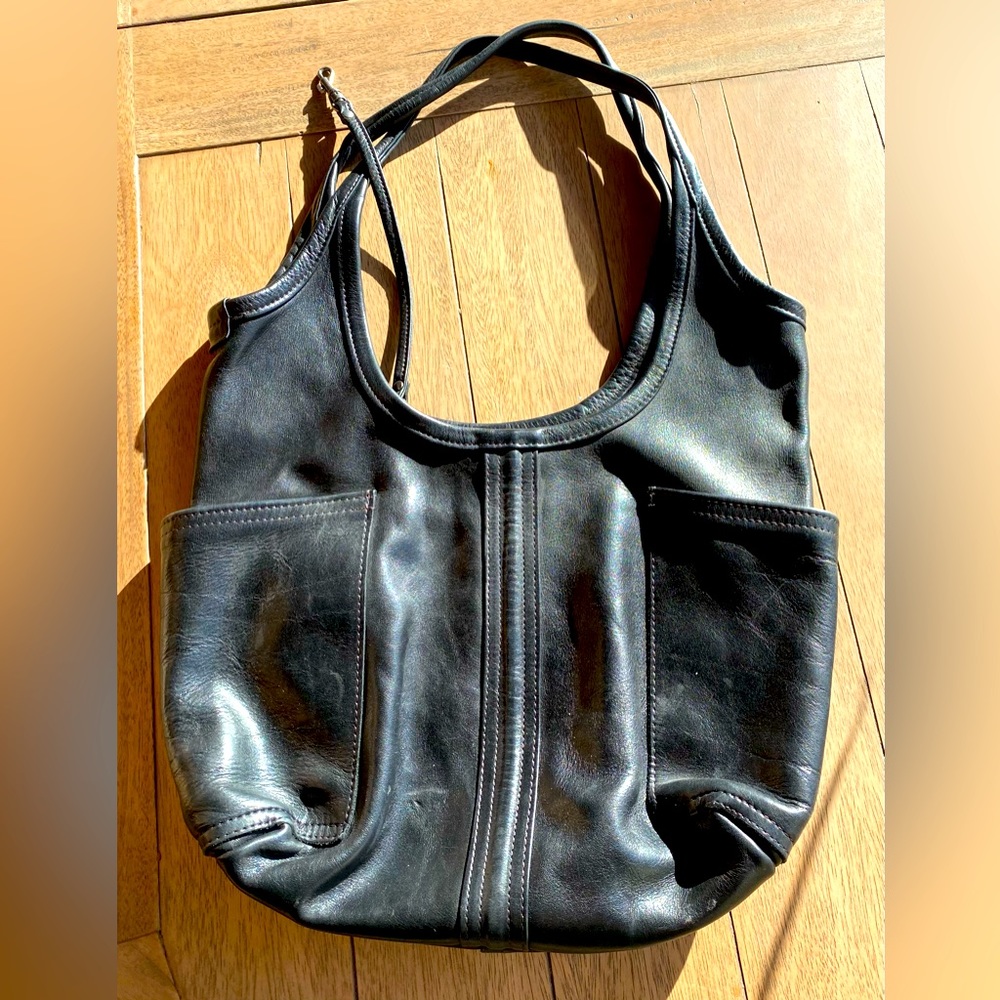 ROUGH & TUMBLE — Black Leather hobo style bag